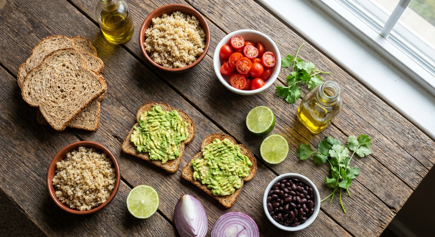 Авокадо-тосты с киноа и чёрной фасолью 🥑🌮