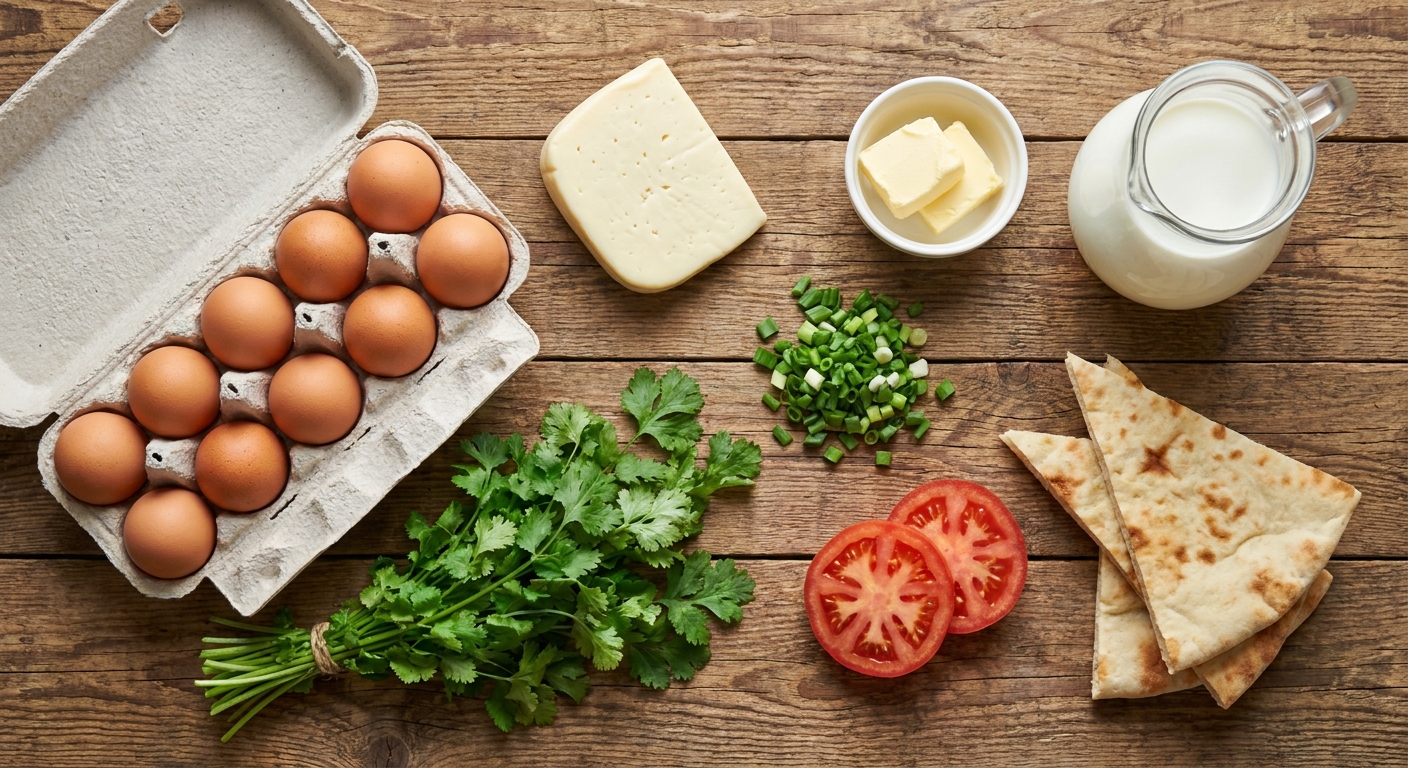 Кавказский омлет с сулугуни и кинзой 🧀🌿