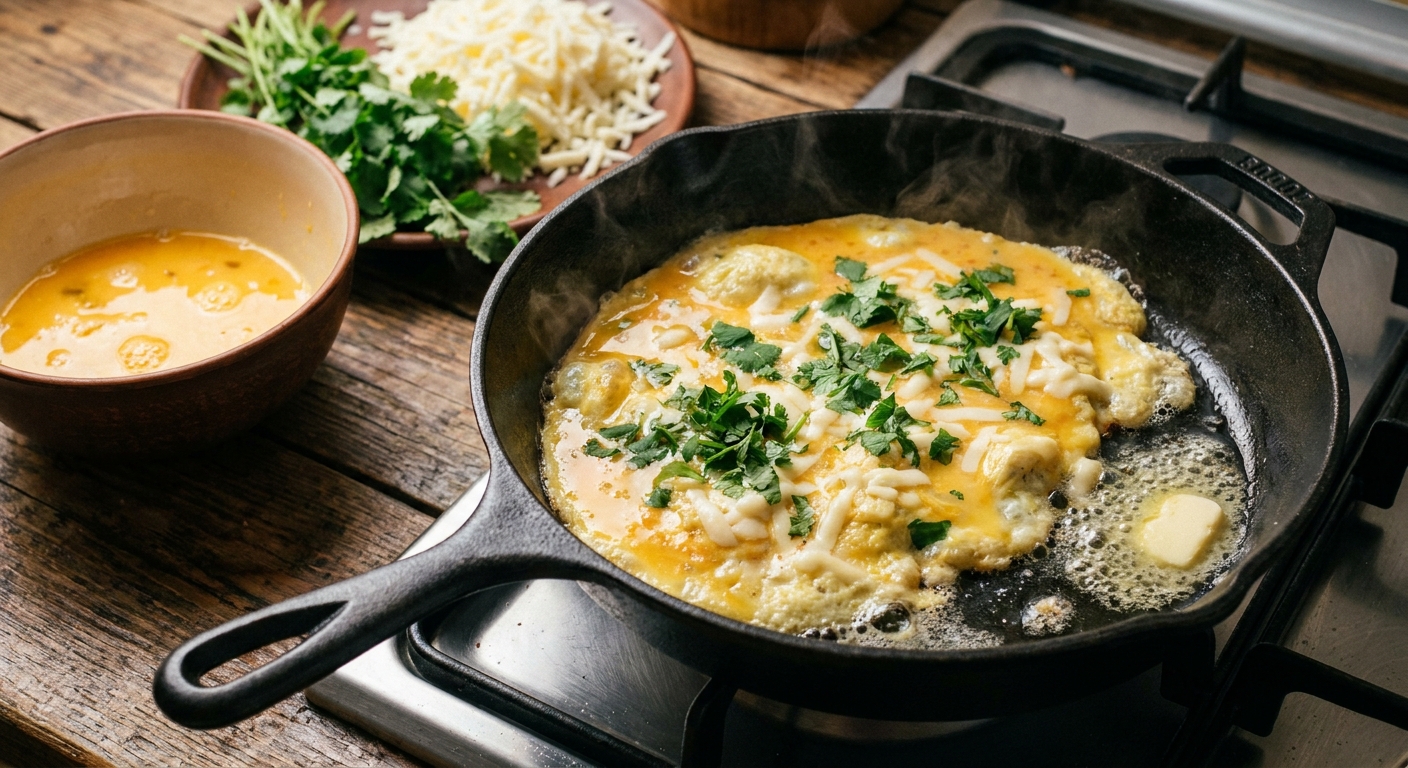 Кавказский омлет с сулугуни и кинзой 🧀🌿 — фото 2