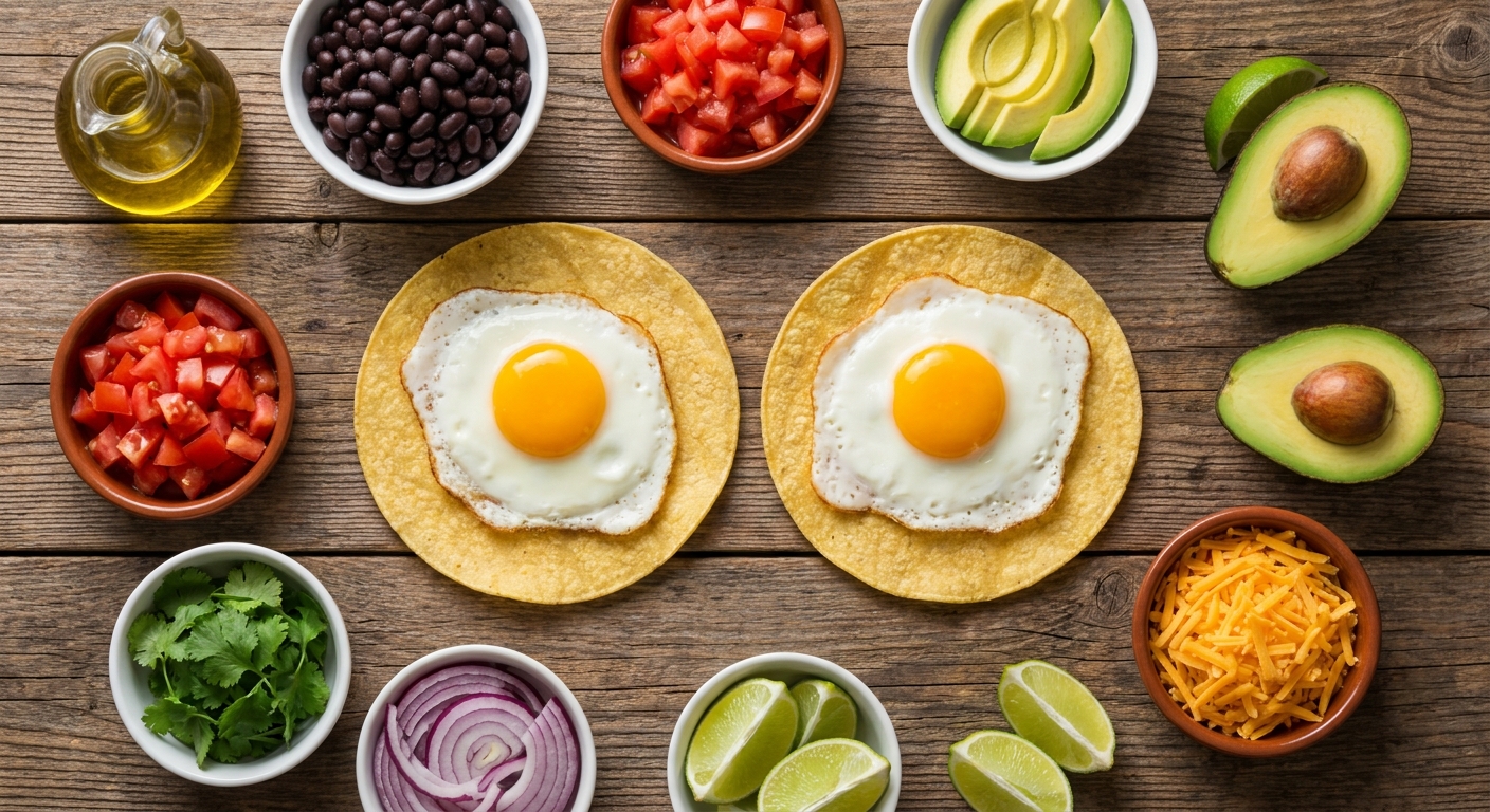 Яйца ранчерос на кукурузной тортилье 🌶️🍳