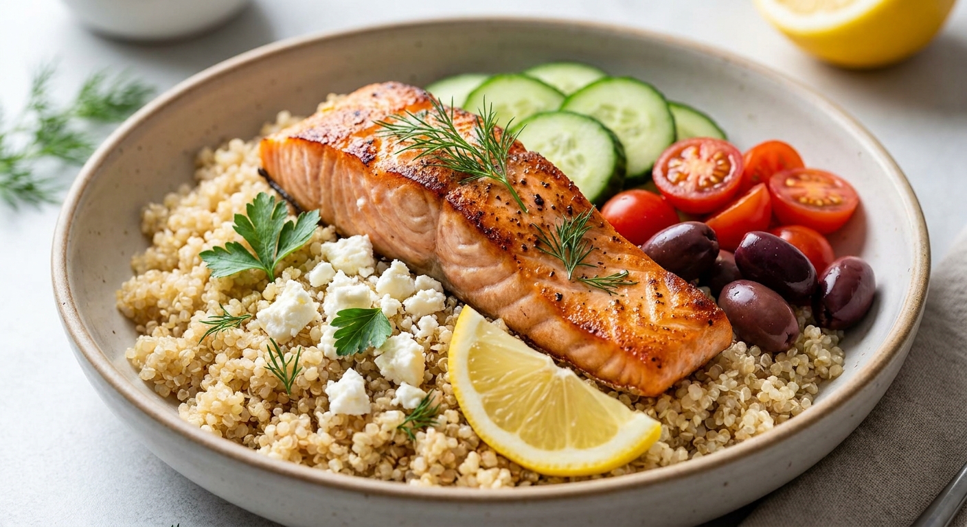 Киноа-боул с лососем и средиземноморскими нотами 🥗 — фото 2