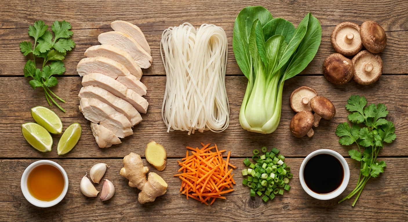 Паровой куриный боул с имбирной лапшой 🍜