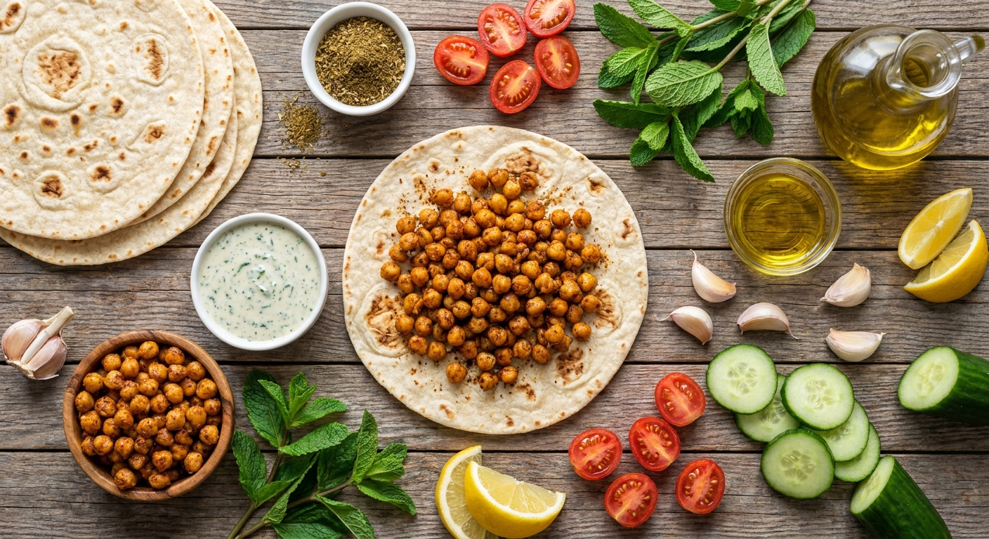 Рулетики с пряным нутом и мятным тахини 🌯🌿