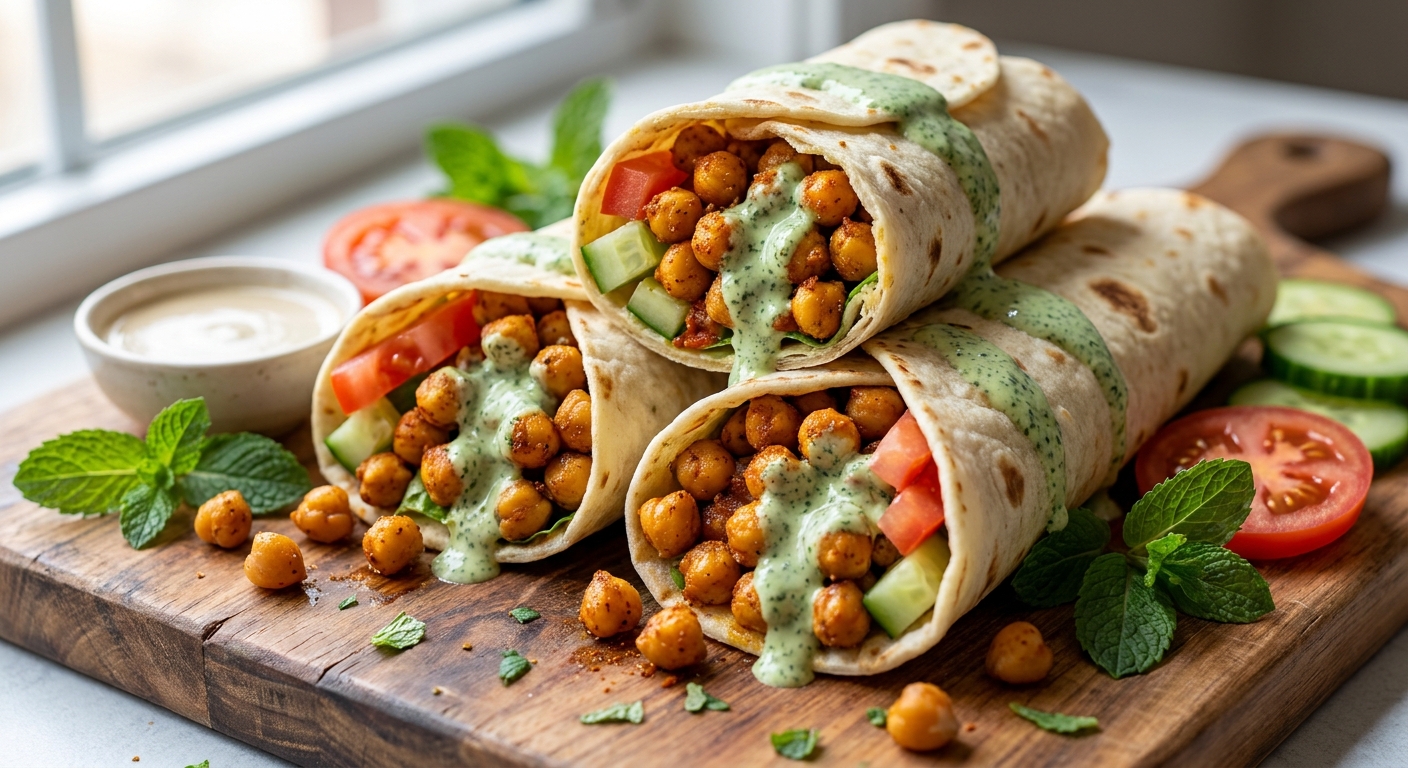 Рулетики с пряным нутом и мятным тахини 🌯🌿 — фото 2