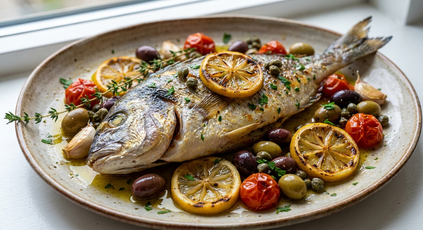 Средиземноморская дорада с лимоном и оливками 🍋🐟 — фото 2