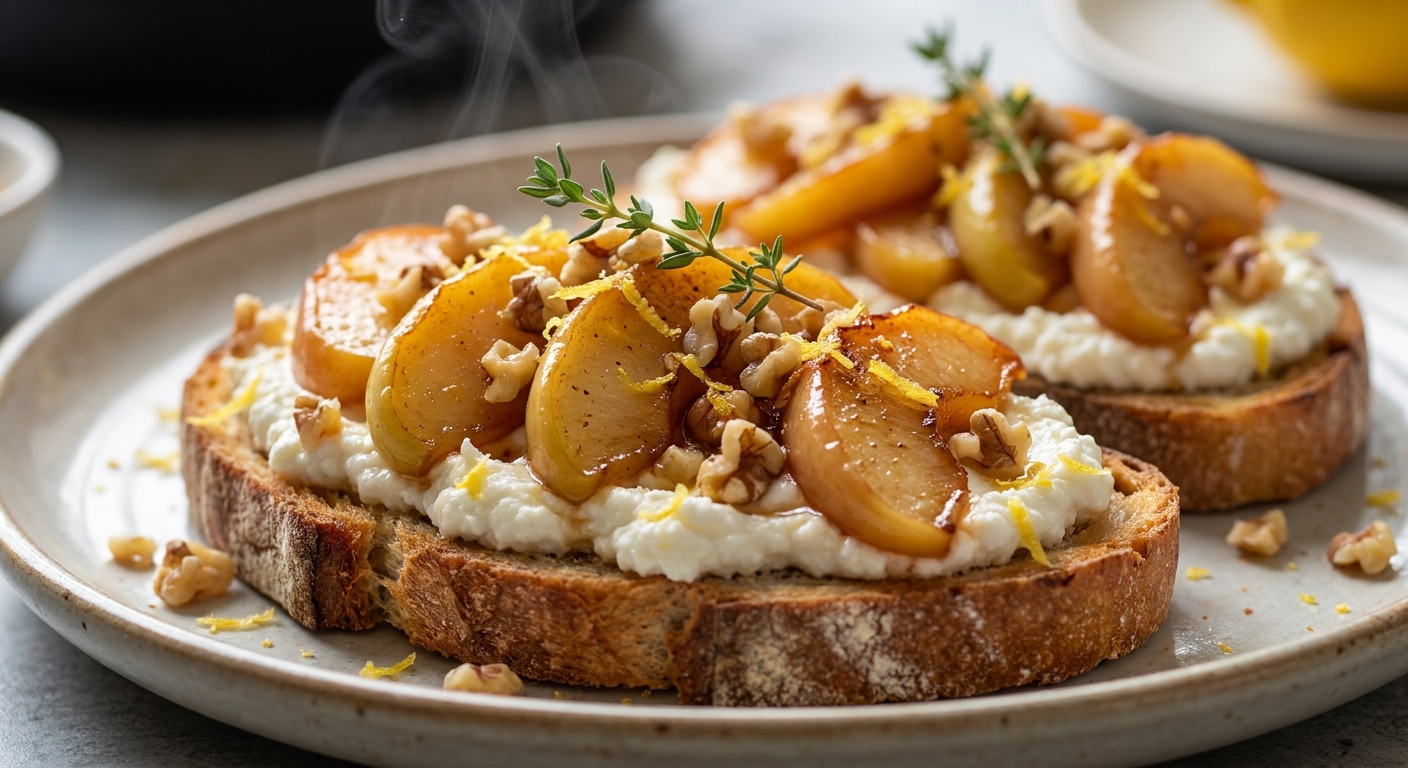 Тёплый творожно‑яблочный тост с ореховой крошкой 🥖🍎 — фото 2