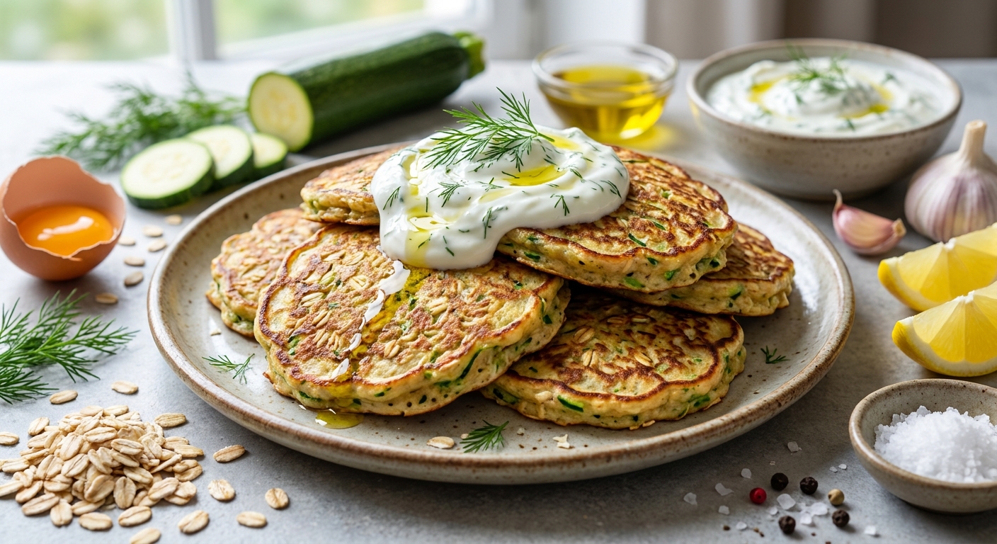 Овсяно-кабачковые блинчики с укропным йогуртом 🥒 — фото 2