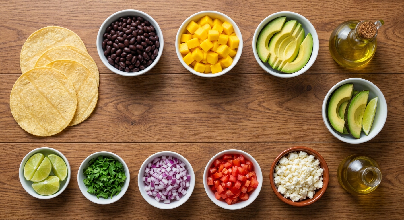 Мини-тортильи с манго и чёрной фасолью 🌮🥭