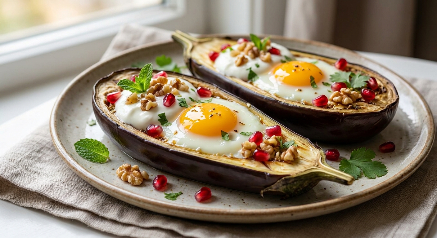 Утренние баклажанные лодочки с яйцом и орехами 🍆🥚 — фото 2