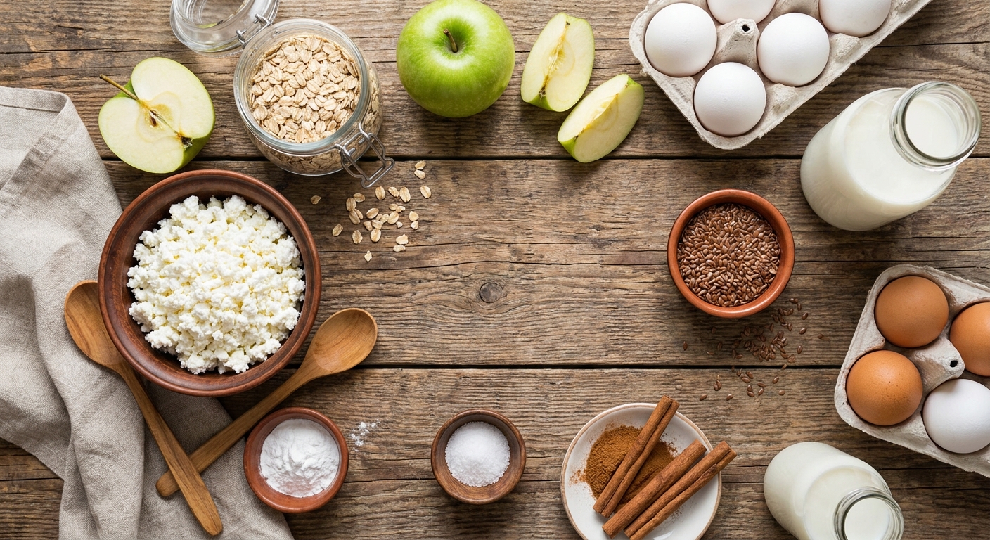 Овсяная запеканка с творогом и яблоком 🍏