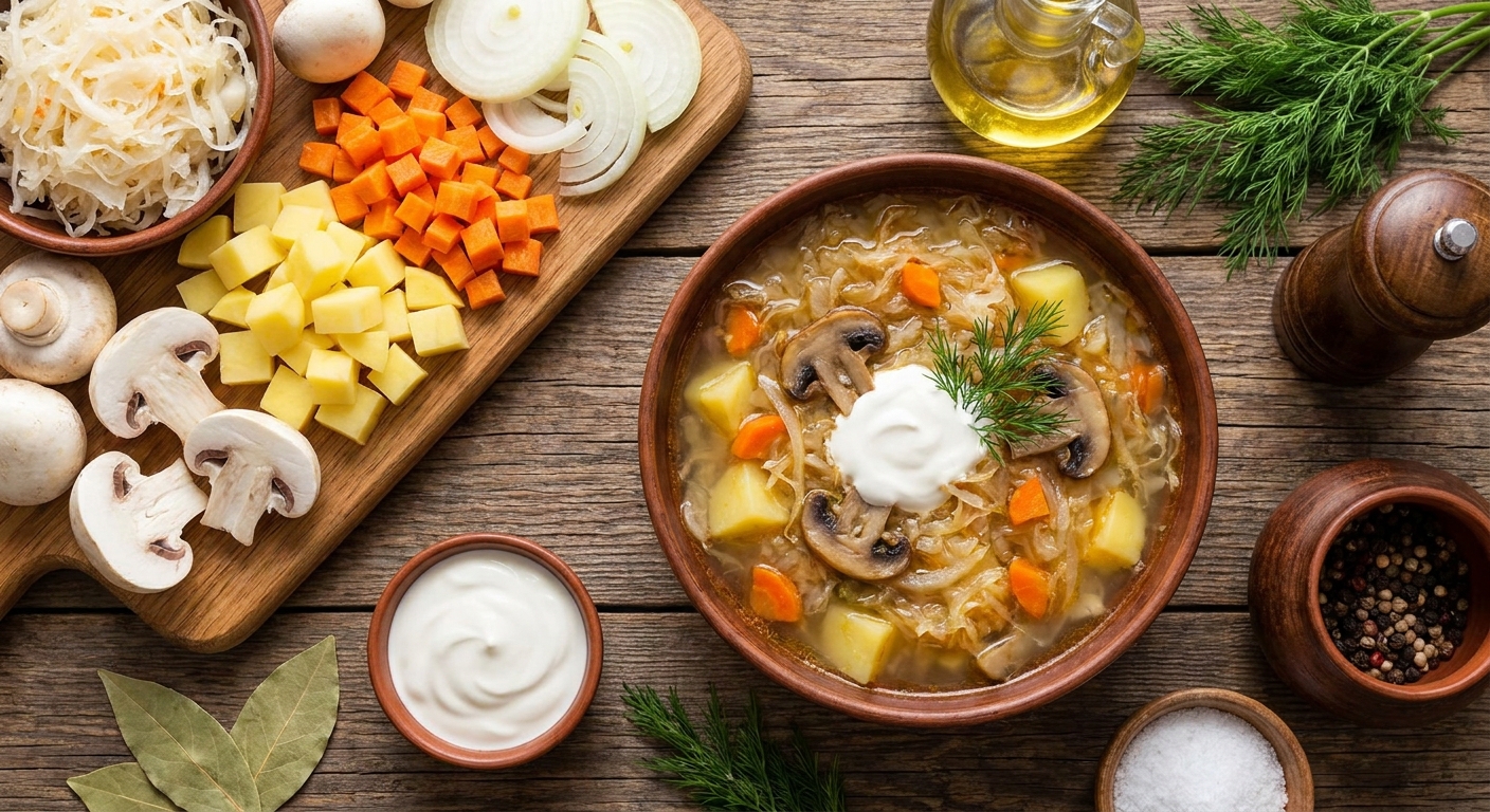 Кислые щи с шампиньонами 🍲