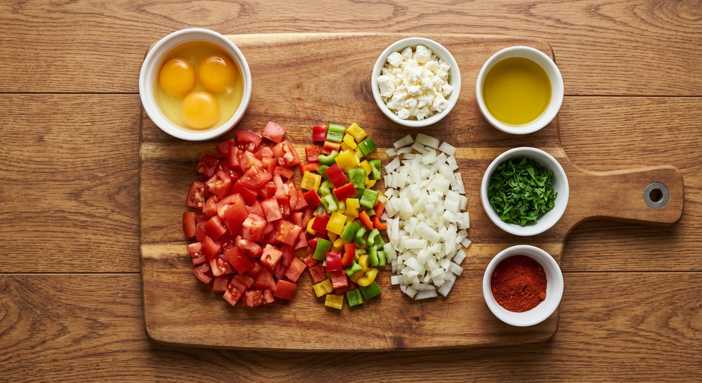 Менемен с фетой и зеленью 🍅🍳