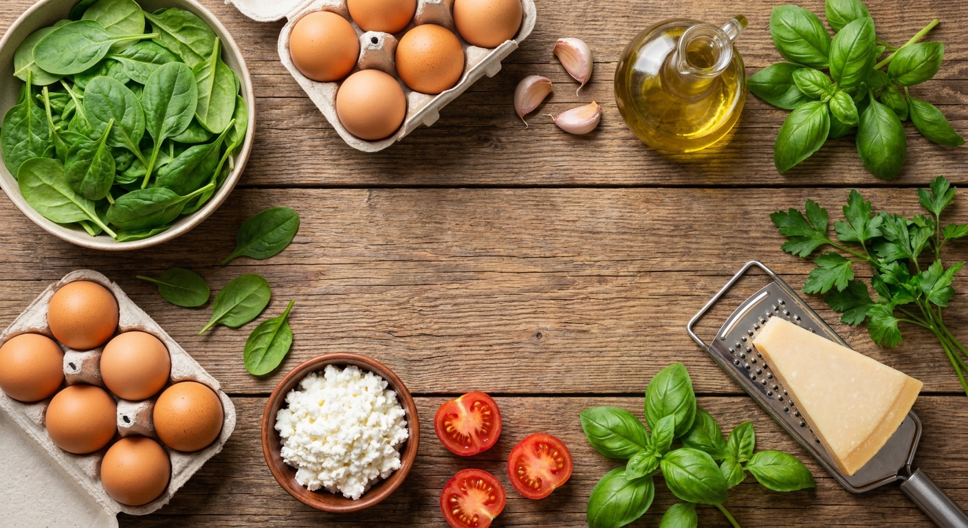 Кокот с яйцом, шпинатом и творогом 🥚🍅