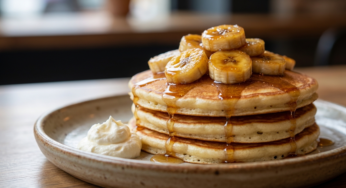 Пышные американские панкейки с карамельными бананами 🥞🍌