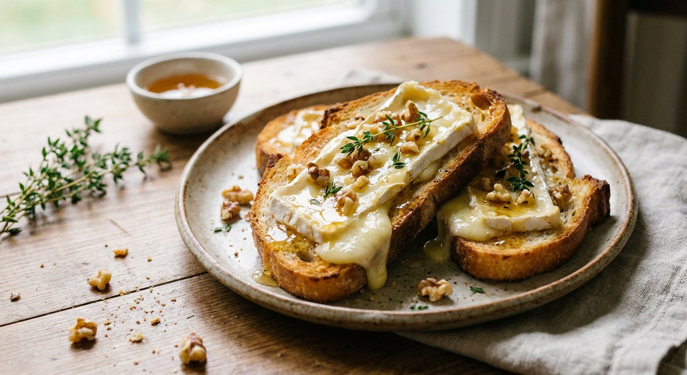 Тёплые тосты с камамбером и мёдом 🧀🍯