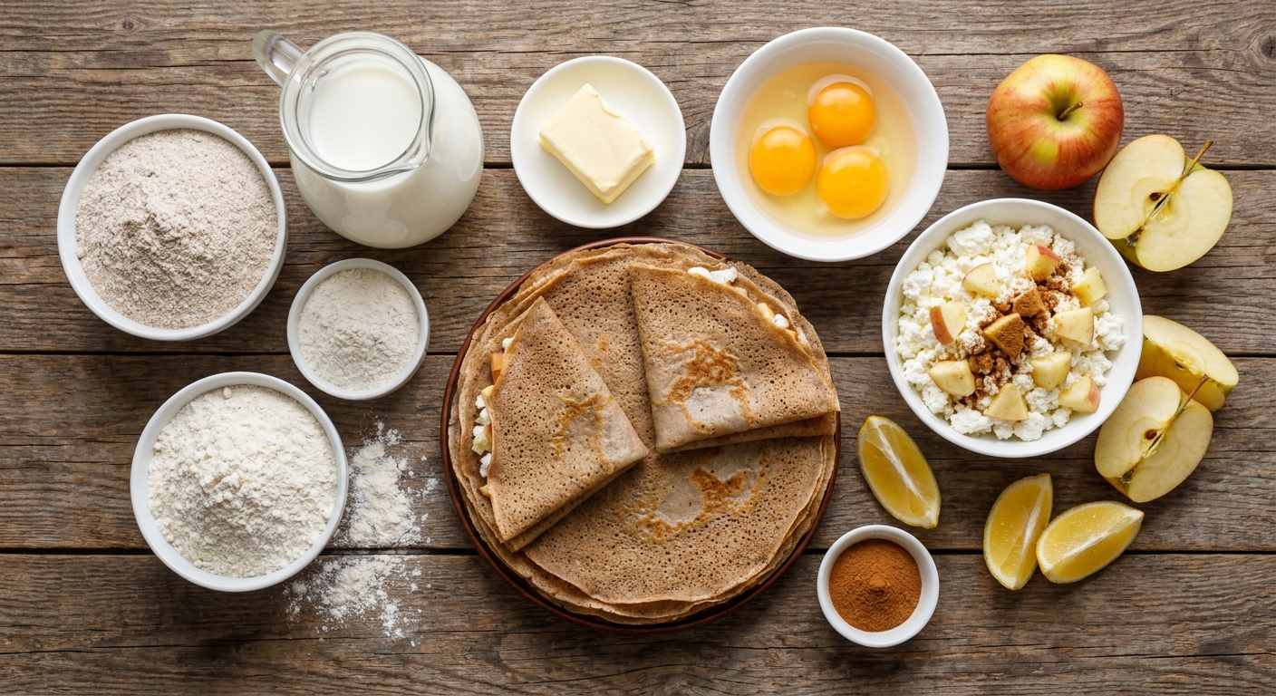 Ржаные блинчики с творожно-ябочной начинкой 🥞🍏