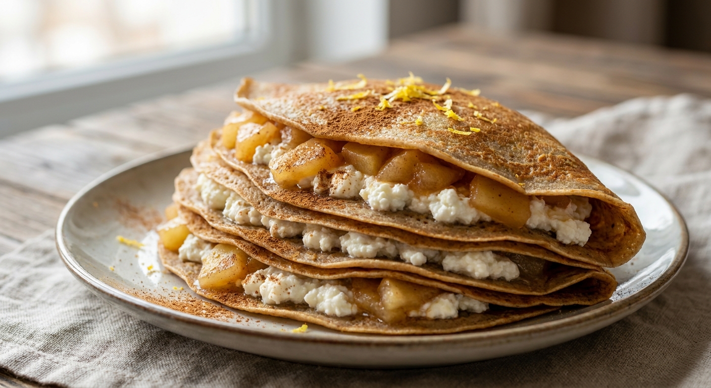Ржаные блинчики с творожно-ябочной начинкой 🥞🍏