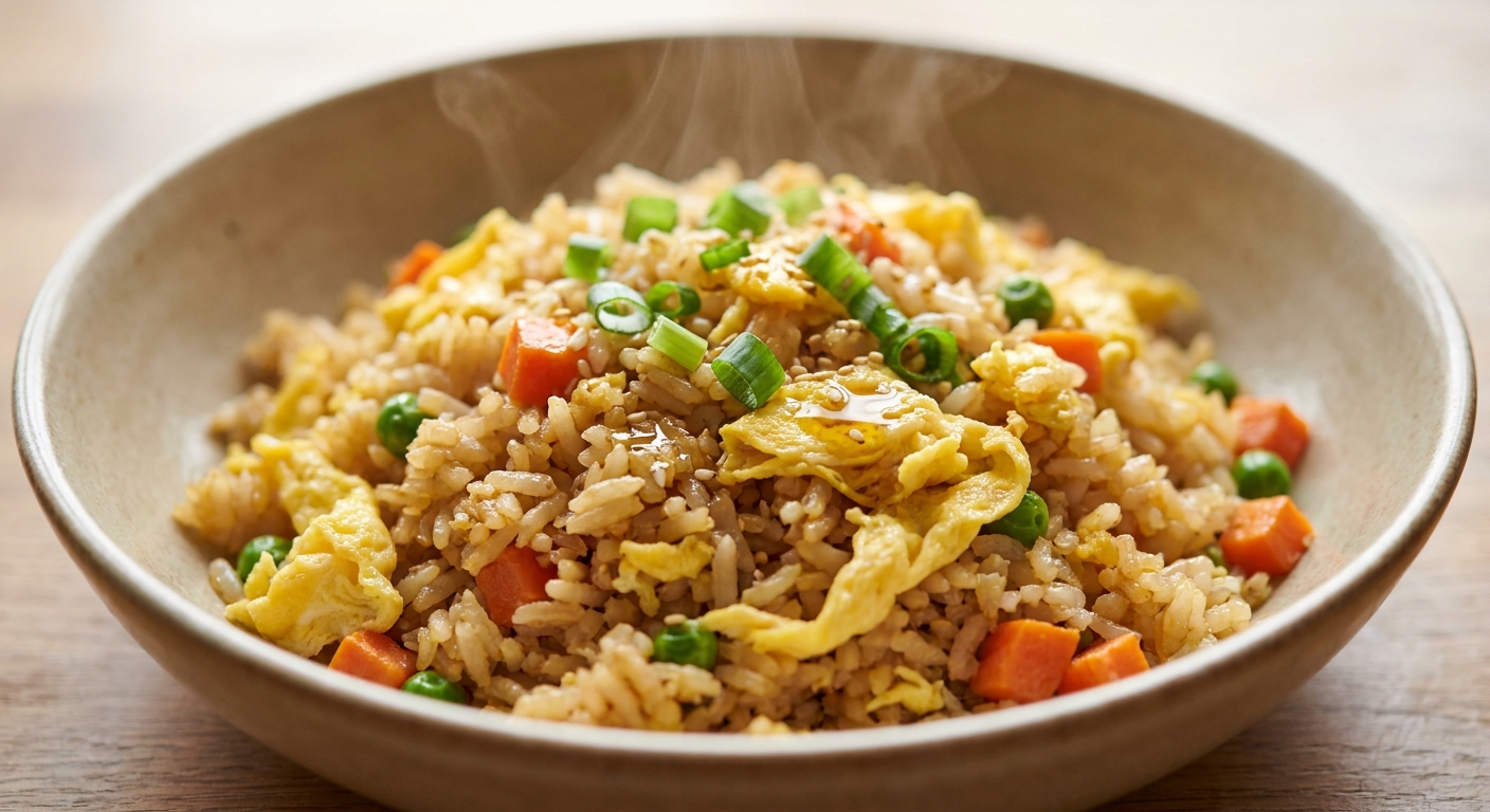 Тёплый азиатский жареный рис с яйцом 🍚🥢