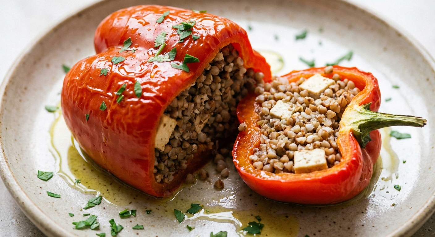 Фаршированные перцы с гречкой и тофу 🌶️
