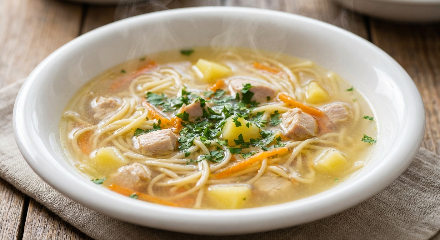 Классический куриный суп с домашней лапшой 🍲