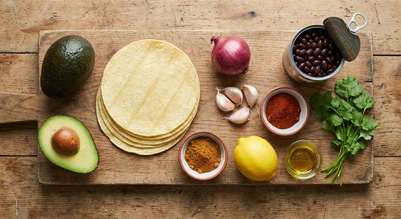 Ночной тако с чёрной фасолью и авокадо 🌮