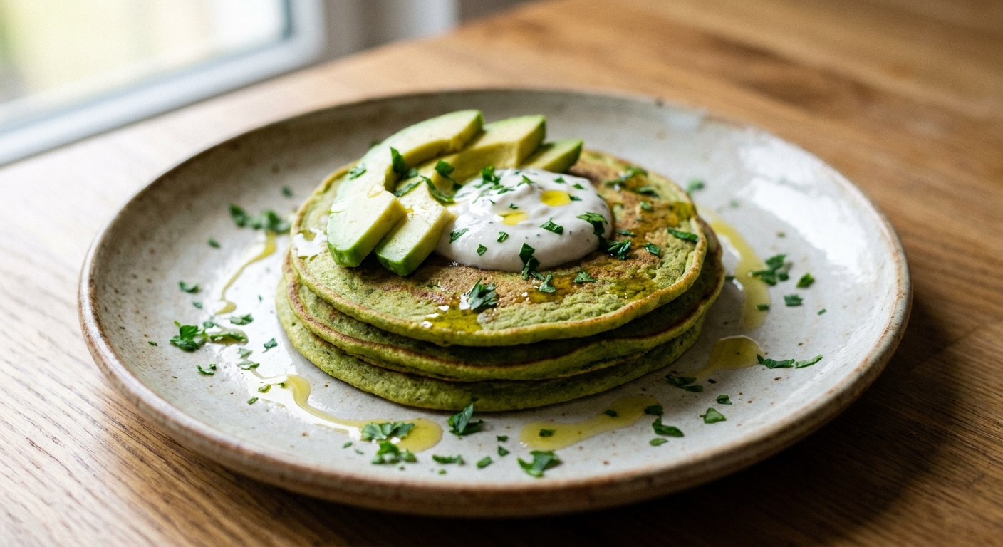 Зелёные панкейки из нута 🥞🌿