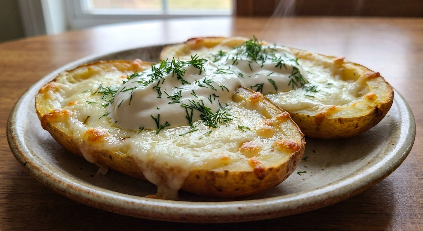 Картофельные лодочки с брынзой и укропом 🥔🧀