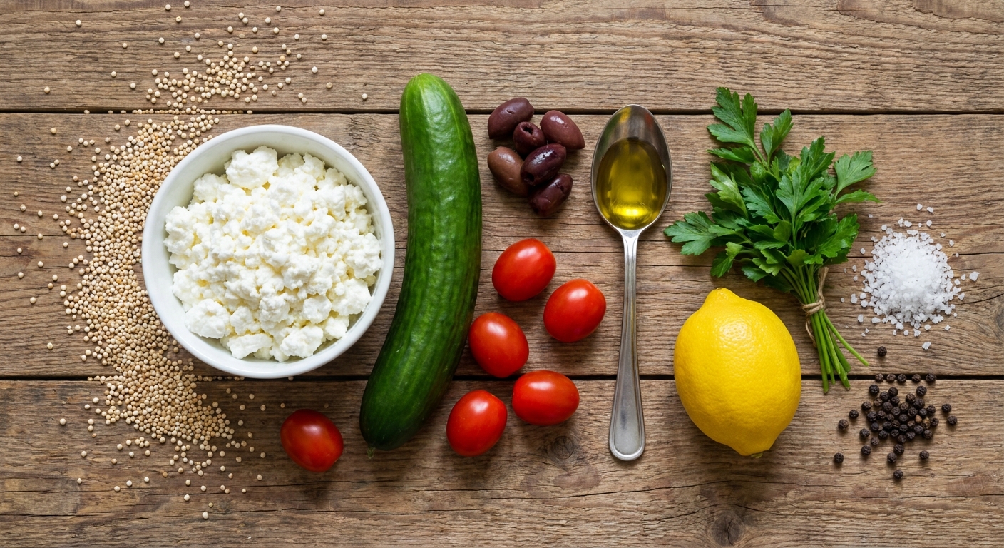 Лёгкий средиземноморский боул с киноа и творогом 🥗