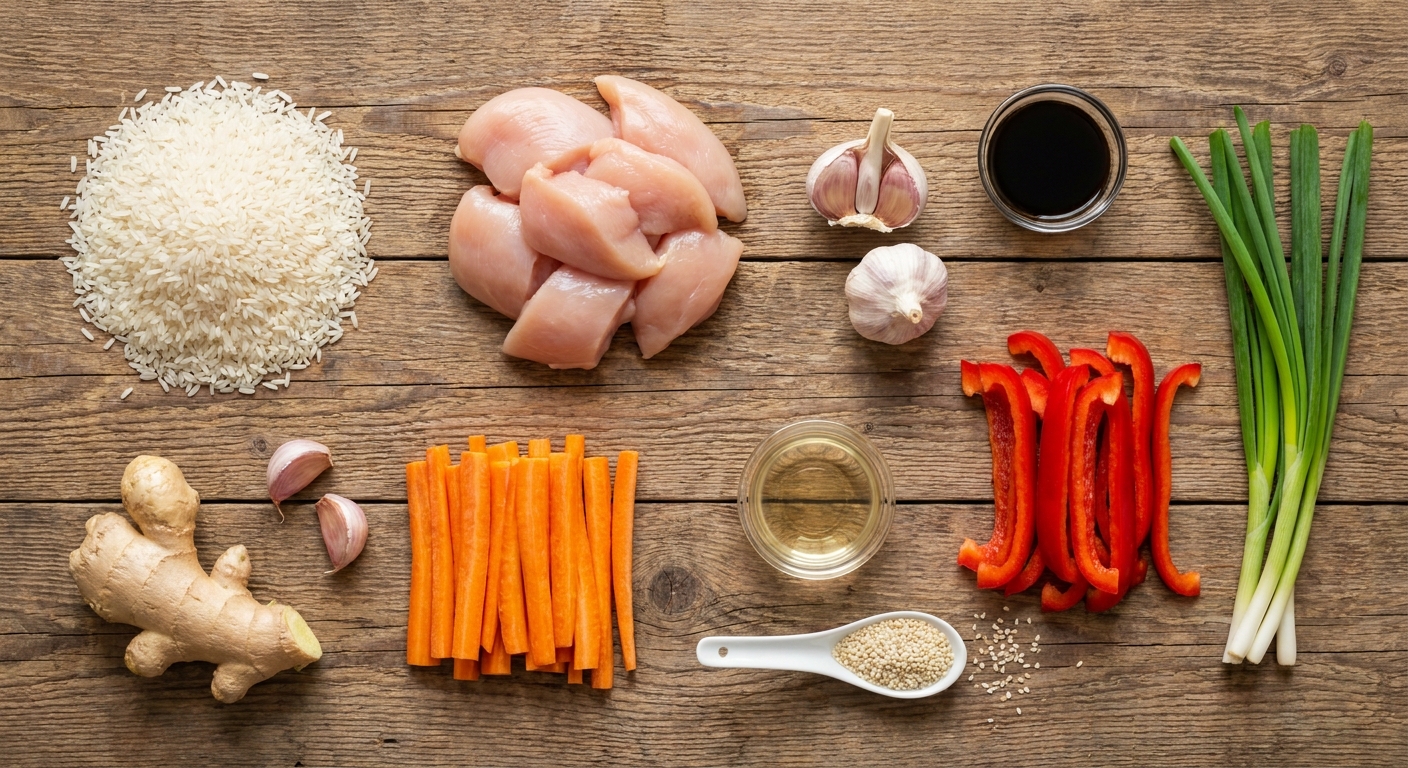Вок с курицей и имбирно-соевым соусом 🍚🥢