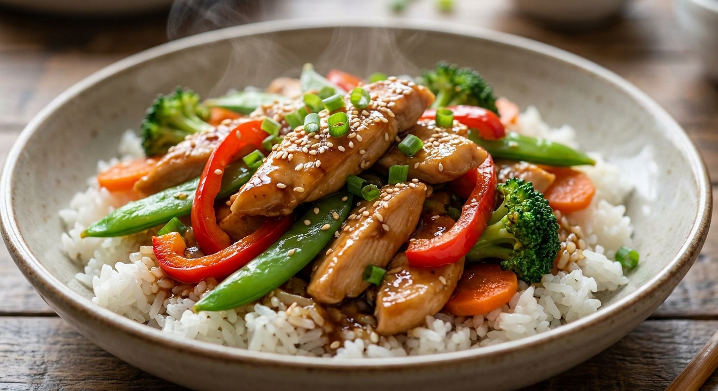 Вок с курицей и имбирно-соевым соусом 🍚🥢