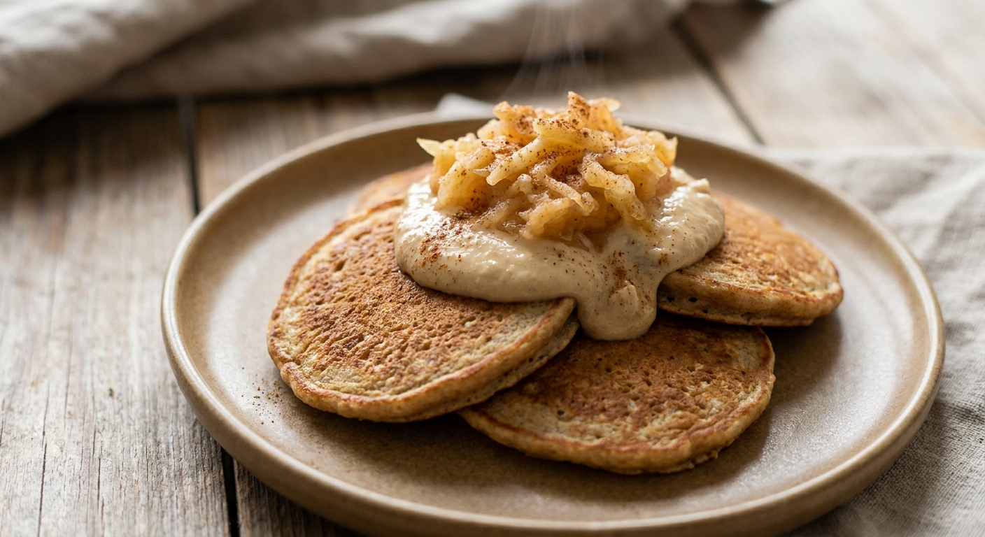 Овсяные панкейки с ябочным кремом 🍎🥞