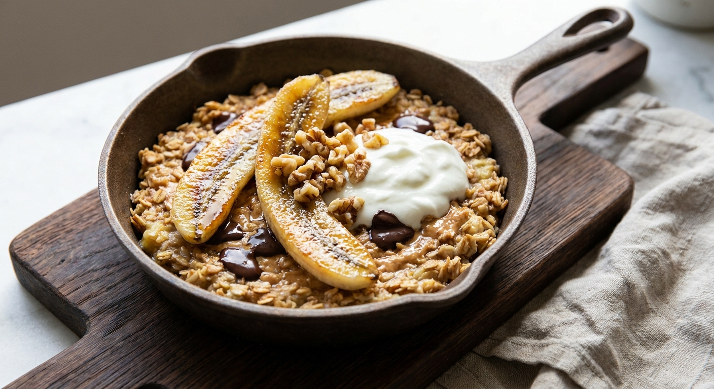 Тёплая сковородка с бананом и арахисовой крошкой 🥜🍌