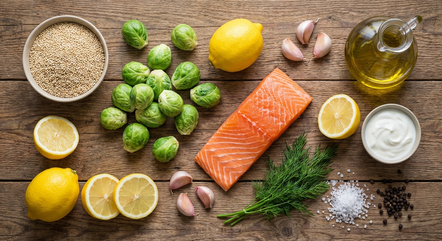 Лосось с киноа и брюссельской капустой 🍋🐟