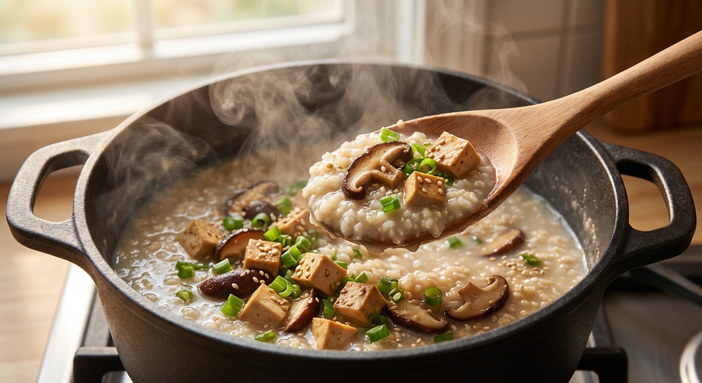 Утренний овсяный конжи с шиитаке и тофу 🥣 — фото 2