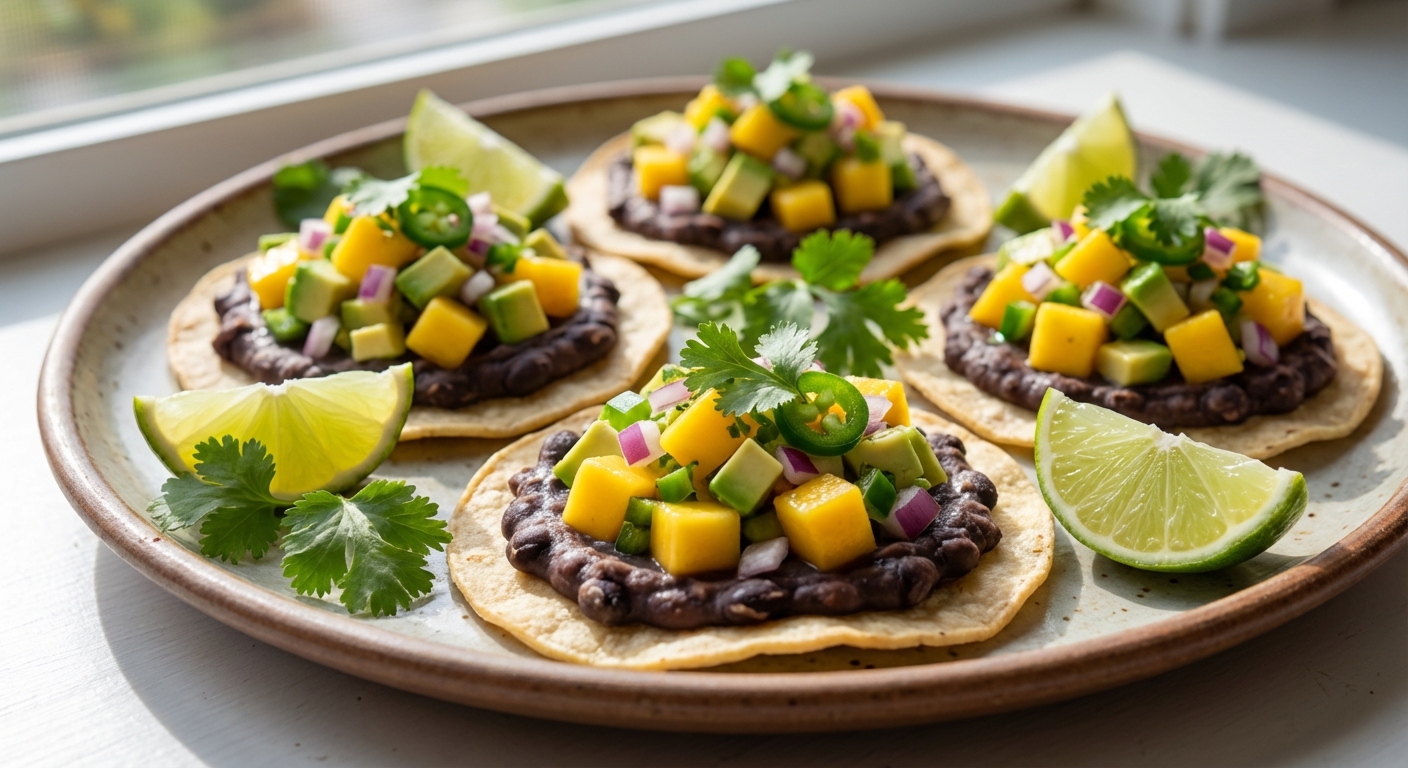 Мини-тостадас с манго и чёрной фасолью 🌮🥭 — фото 3