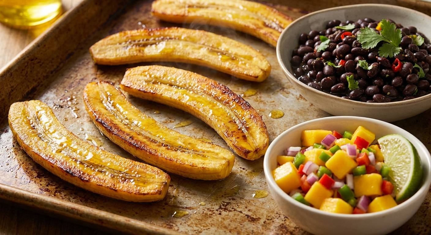 Платановые лодочки с манго и чёрной фасолью 🍌🌶️ — фото 2