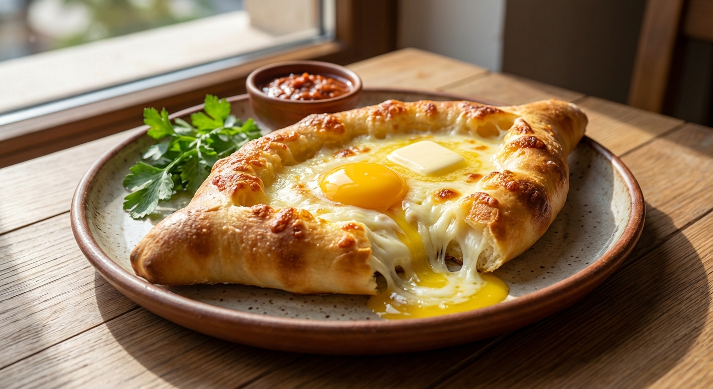 Аджарская хачапури‑лодочка на завтрак 🥖🧀🥚 — фото 3