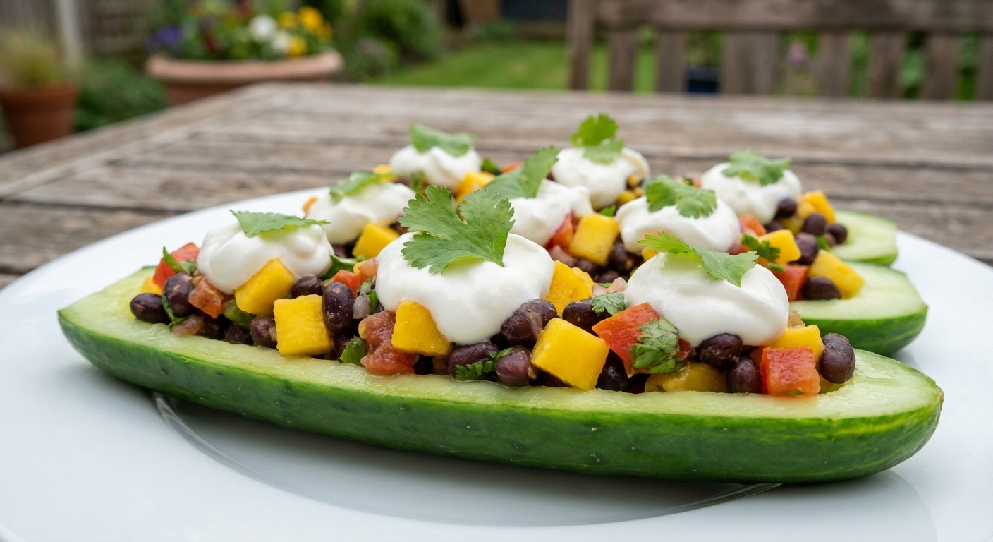 Огуречные лодочки с мангово‑фасолевым салсом 🥒🥭 — фото 3