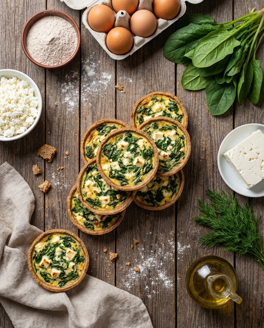 Ржаные мини‑киши со шпинатом 🥧