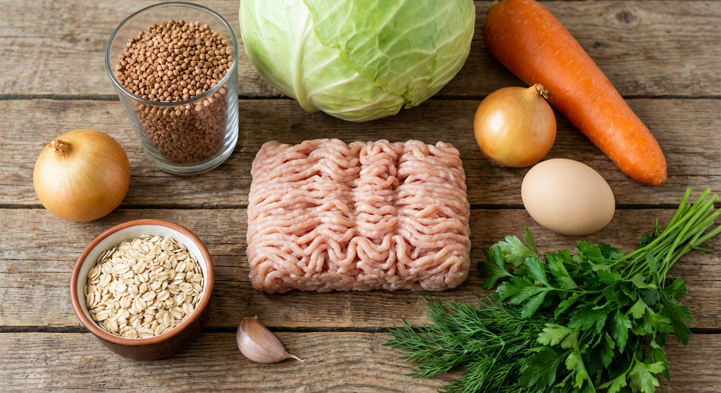 Нежные куриные котлетки с гречкой и тушёной капустой 🥕🍚