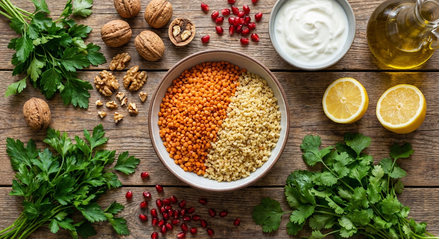 Тёплый чечевично-ореховый салат 🌿🥣