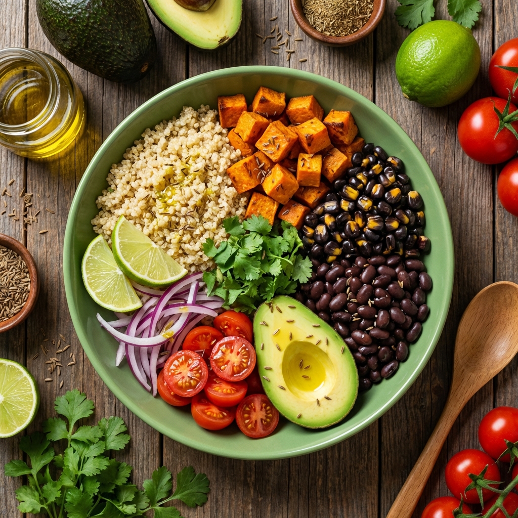Зелёный латино‑боул с киноа и кремом из авокадо 🥑🌽