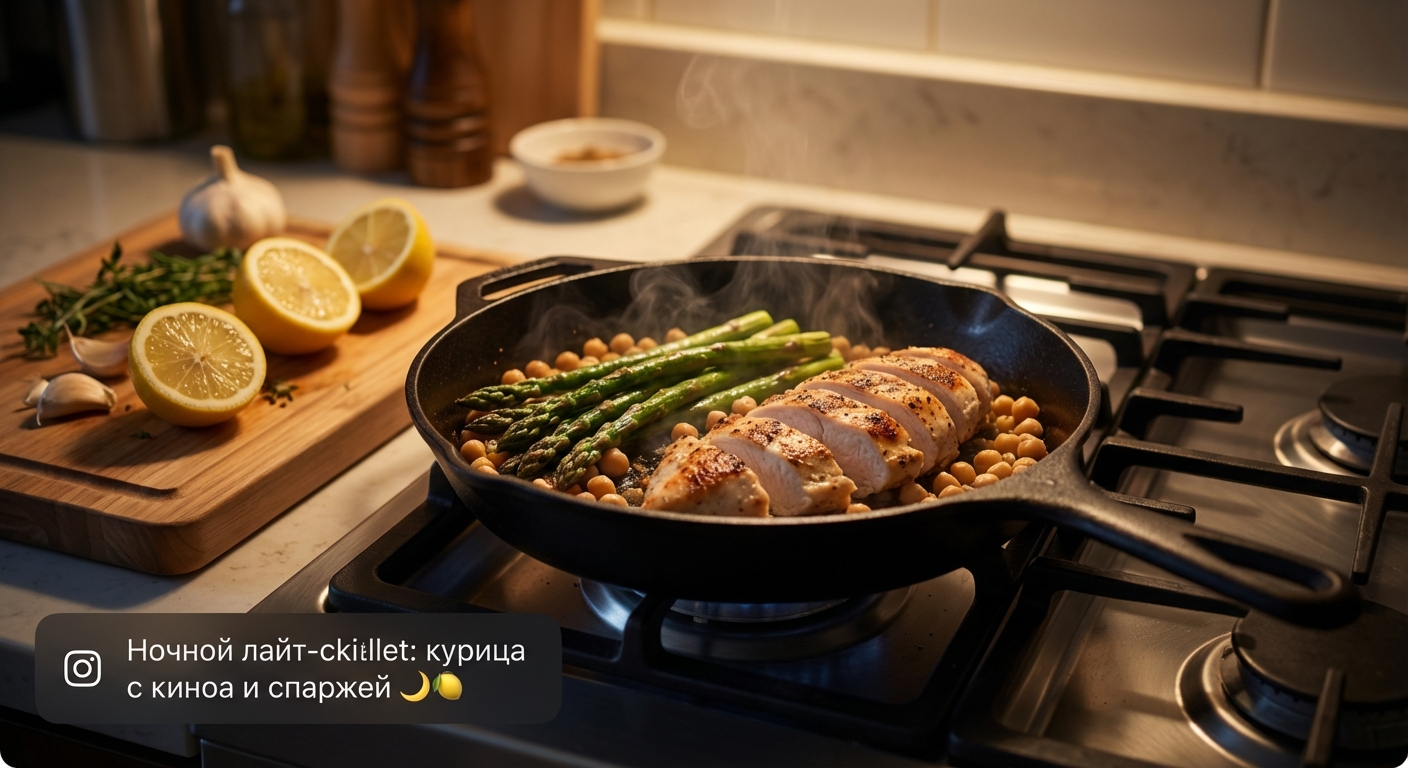 Ночной лайт-скillet: курица с киноа и спаржей 🌙🍋 — фото 2