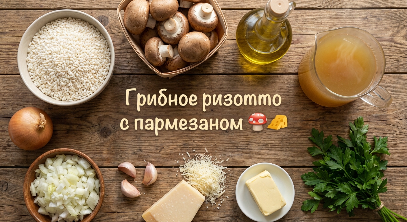Грибное ризотто с пармезаном 🍄🧀