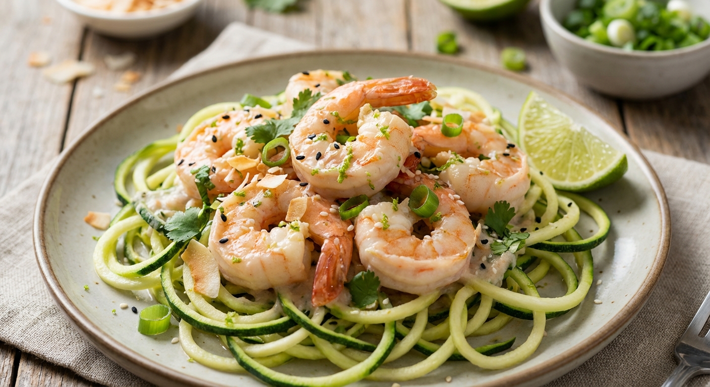 Кокосово‑лаймовые креветки с цукини‑лапшой 🍤🥥 — фото 3