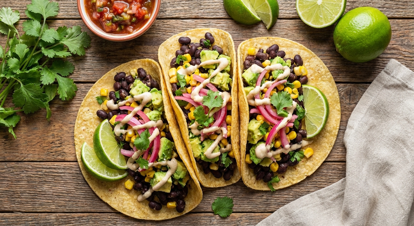 🌮 Веганские тако с авокадо и фасолью