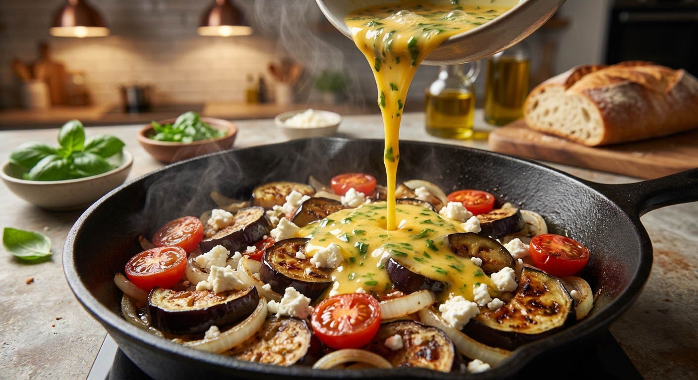 Средиземноморская фриттата с баклажанами и фетой 🍆🧀 — фото 2