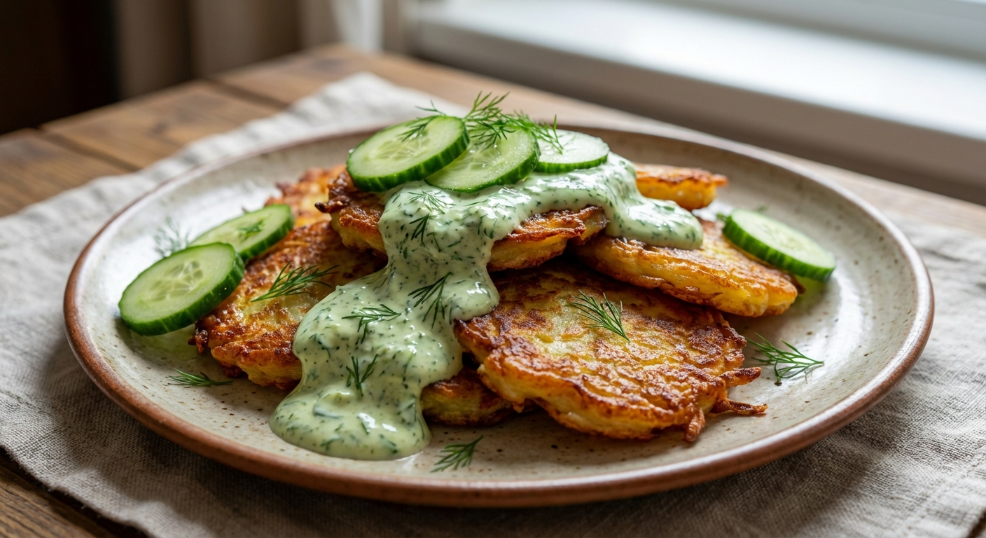 Тёплые деруны с зелёной сметаной 🥔🌿 — фото 3