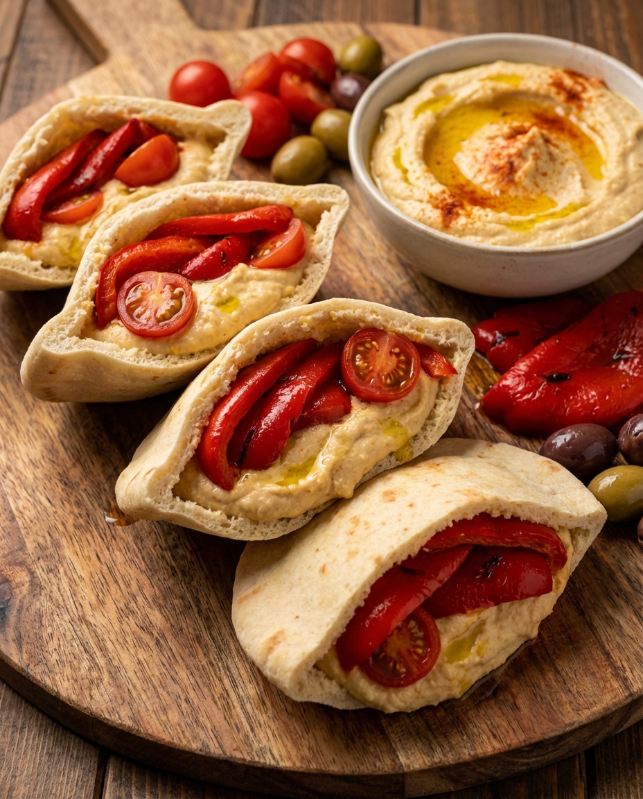 Мини‑питы с ароматным хумусом и печёным перцем 🫒🌶️ — фото 2