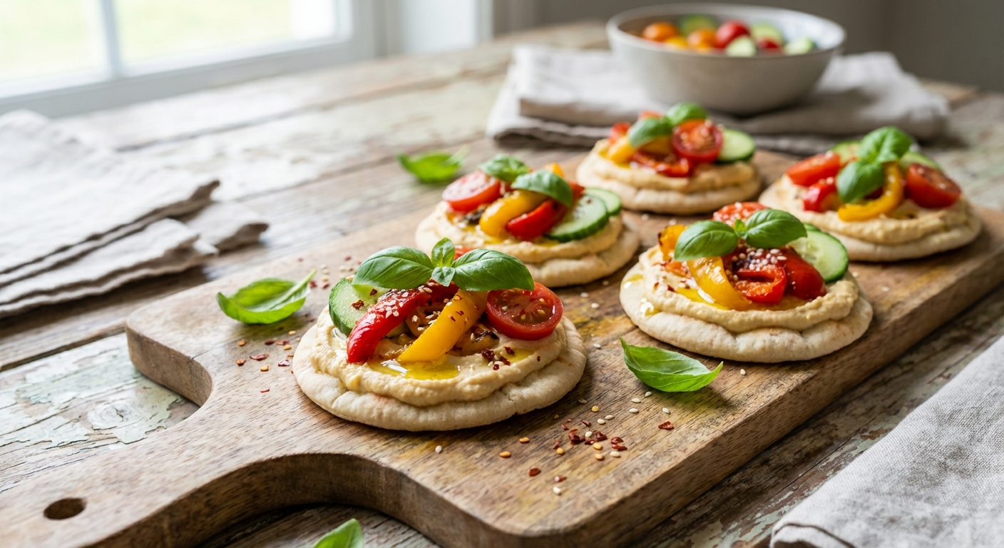 Мини‑питы с ароматным хумусом и печёным перцем 🫒🌶️ — фото 3